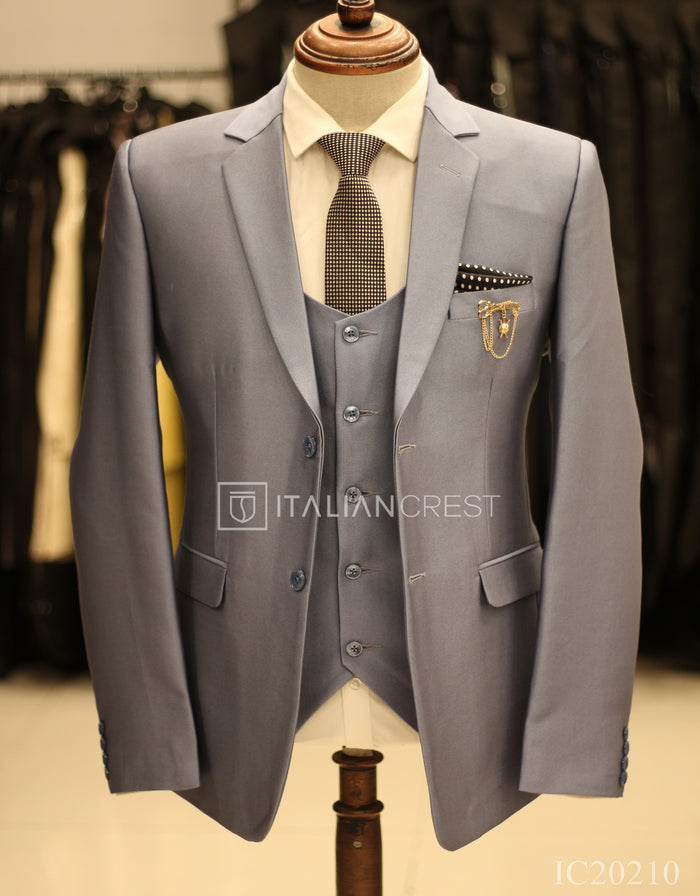 Light Blue 3-Piece Notch Lapel Suit