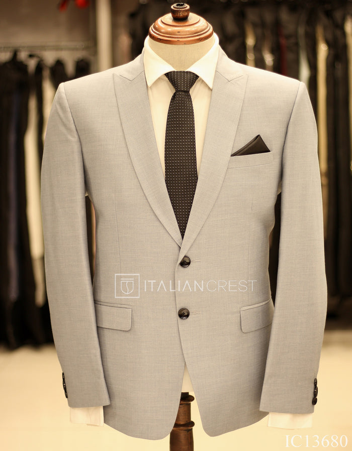 Light Blue Wool Feel Peak Lapel Suit