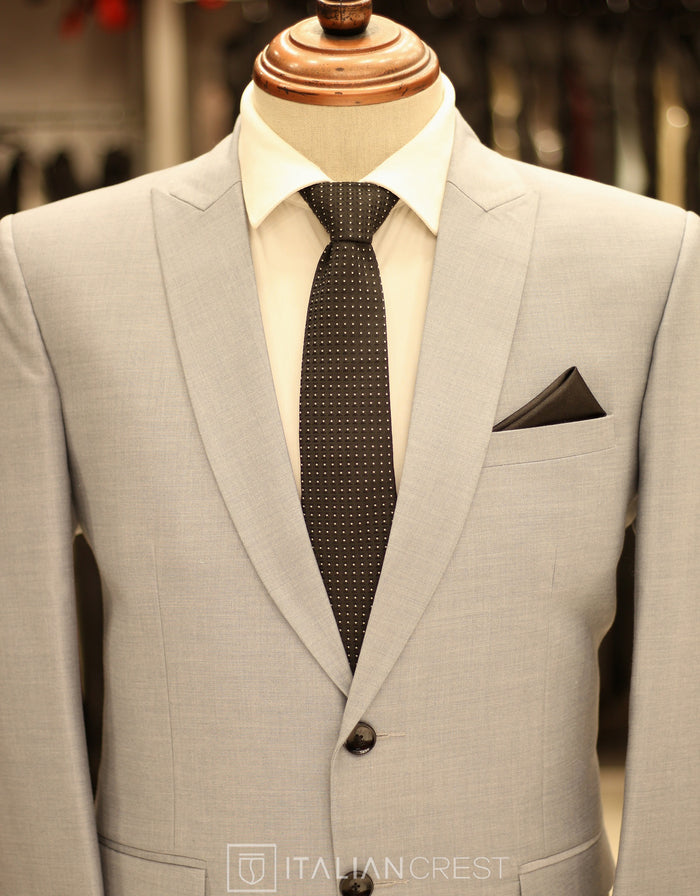Light Blue Wool Feel Peak Lapel Suit