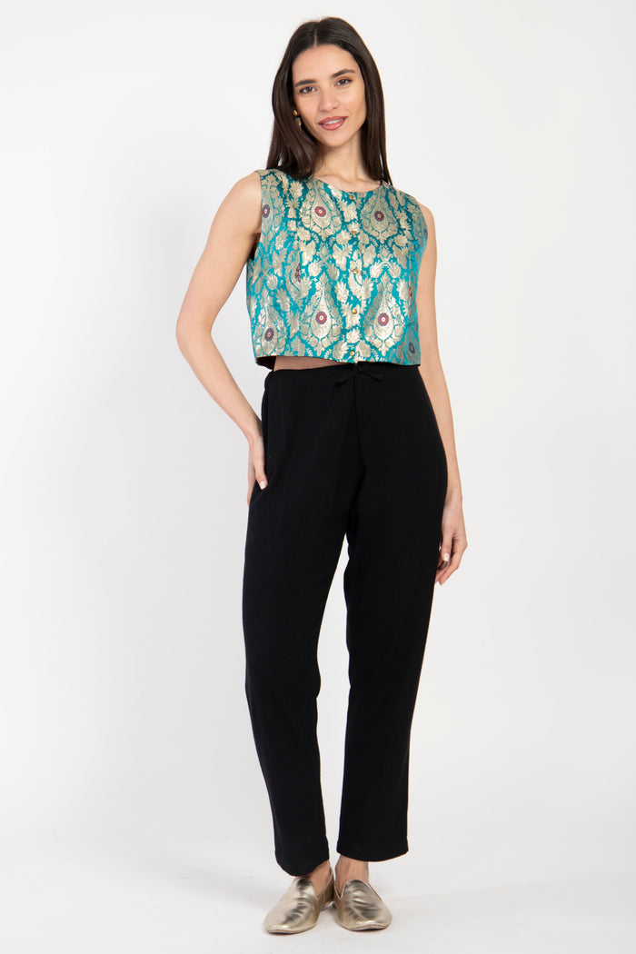 Lili Silk Brocade Blue Gilet