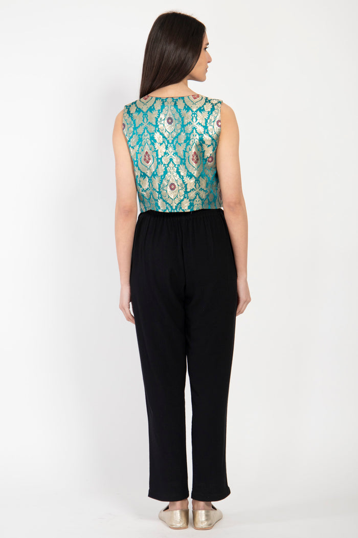 Lili Silk Brocade Blue Gilet
