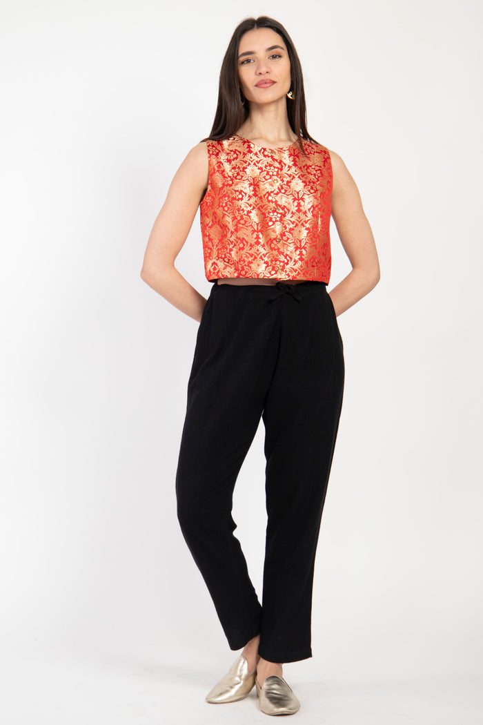 Lili Silk Brocade Red Gilet
