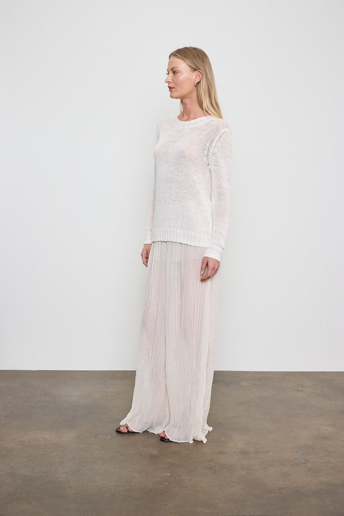 Linen Open Knit Crewneck