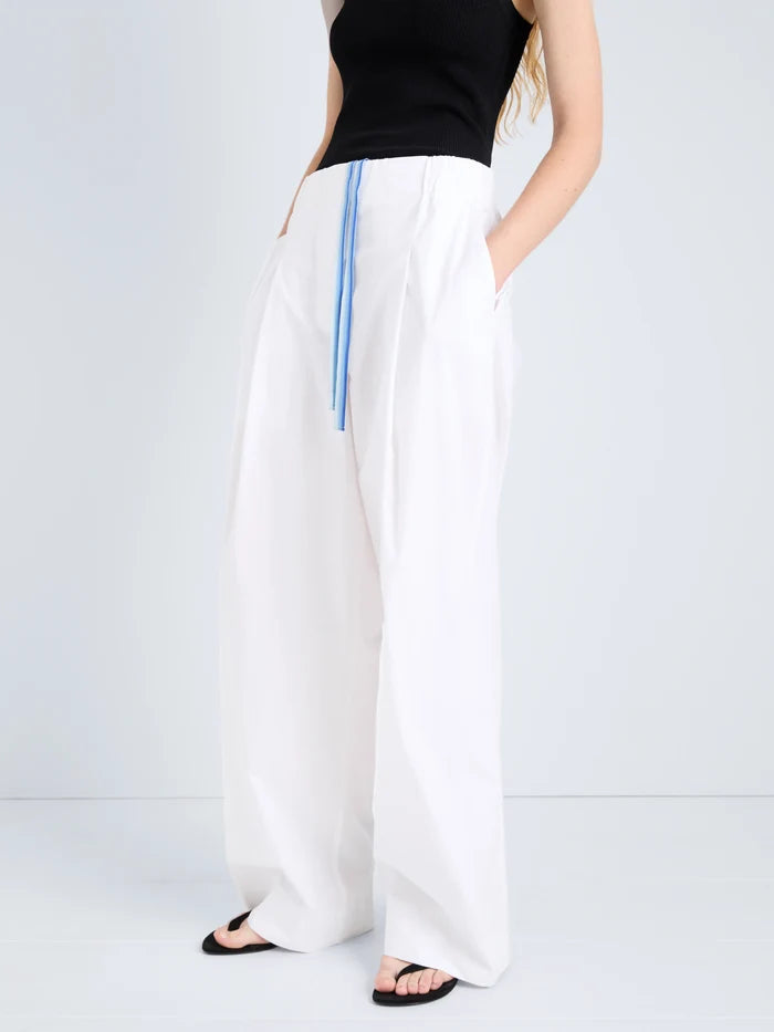 Lissia Pant in Classic Cotton Shirting - Optic White