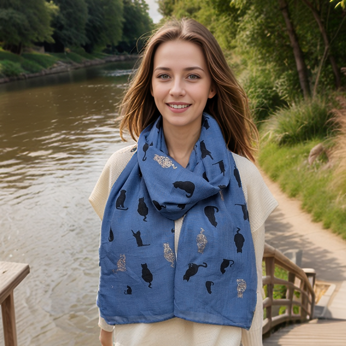 Little Remo - Glitter Cat Scarf (70x180cm) - Denim