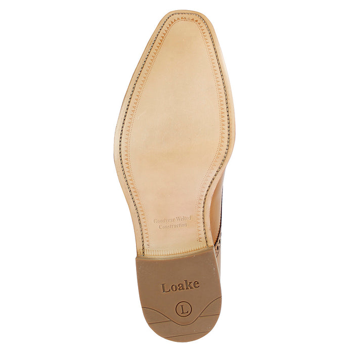 Loake - Foley Tan Leather Semi Brogue Derby Shoes - Nigel Clare