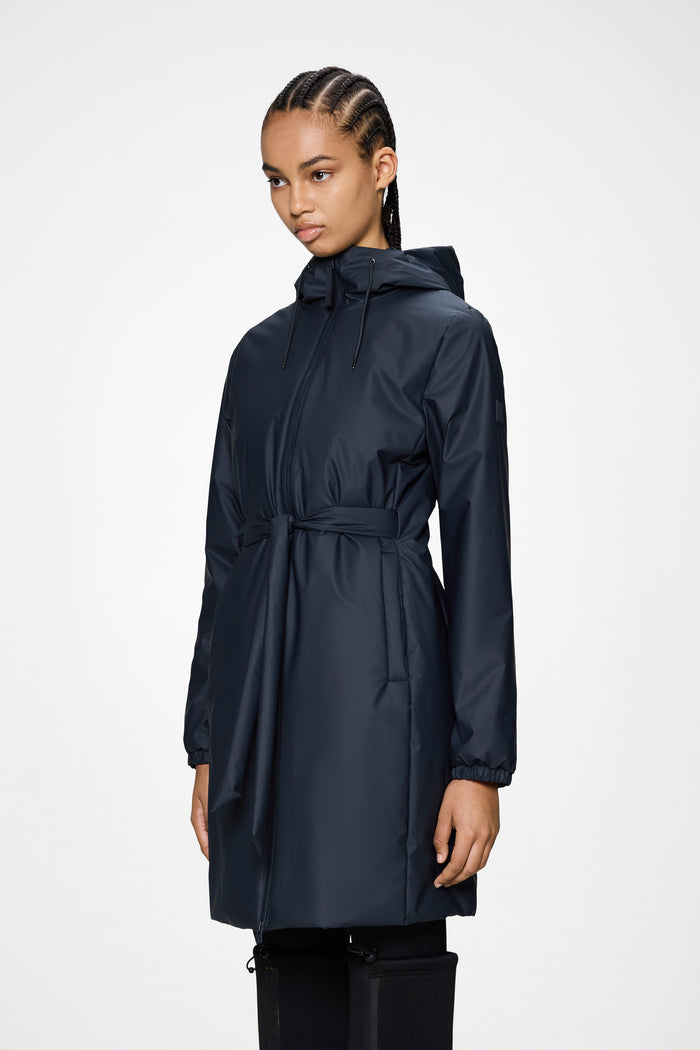 RAINS Lohja Long Insulated Curve Jacket Navy Jacket