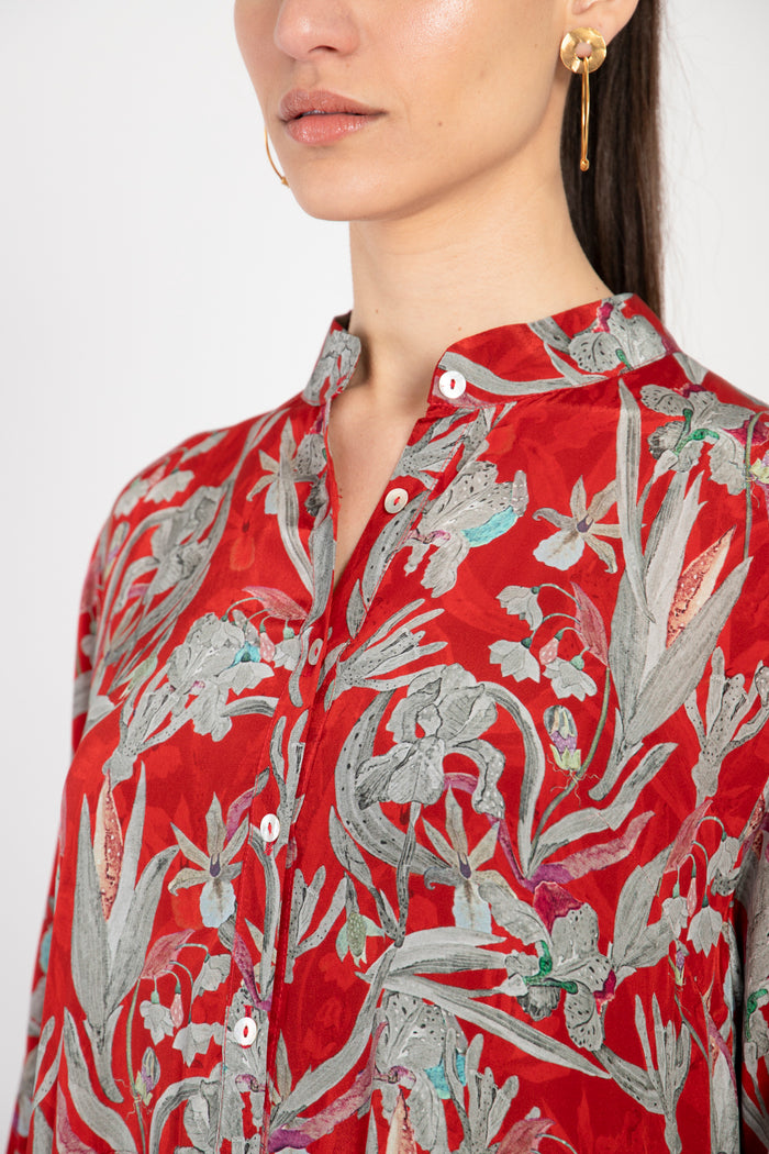 Louna Silk Tiered Red Dress