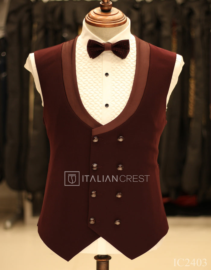Maroon Embroidery Work 5pc Wedding Suit