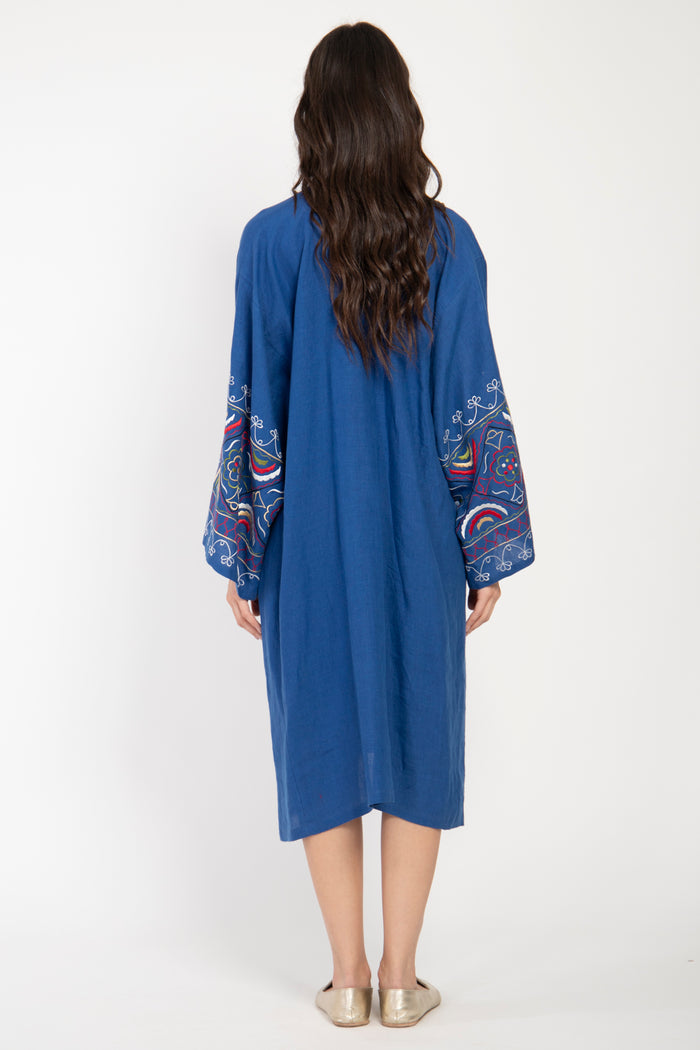 Mayss Linen Royal Blue Kaftan