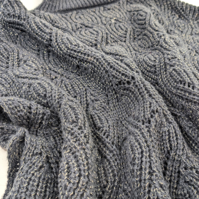 Merbuk - High Neck Jumper Style Poncho - Sparkly Grey