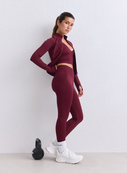 Merlot-väriset aim'n Shape Seamless Petite Tights, yhteensopiva takki ja kahvakuula [XS-165cm]