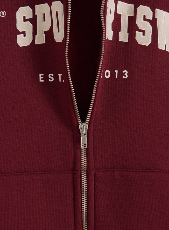 Merlot Varsity Sweat Zip Hood