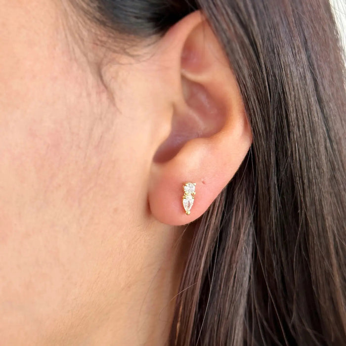 Mini Cz Drop Stud Earrings