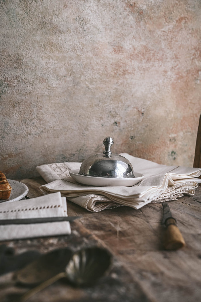 Mini Pewter & Ceramic Butter Dish Set