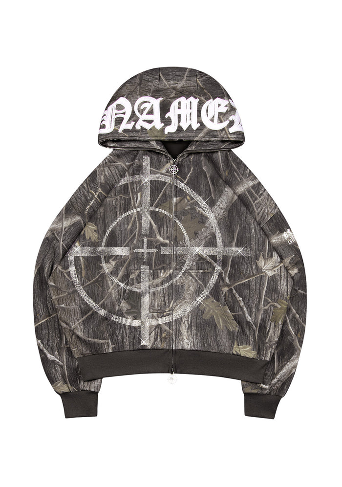 MISSION RHINESTONE ZIP HOODIE TREE CAMO