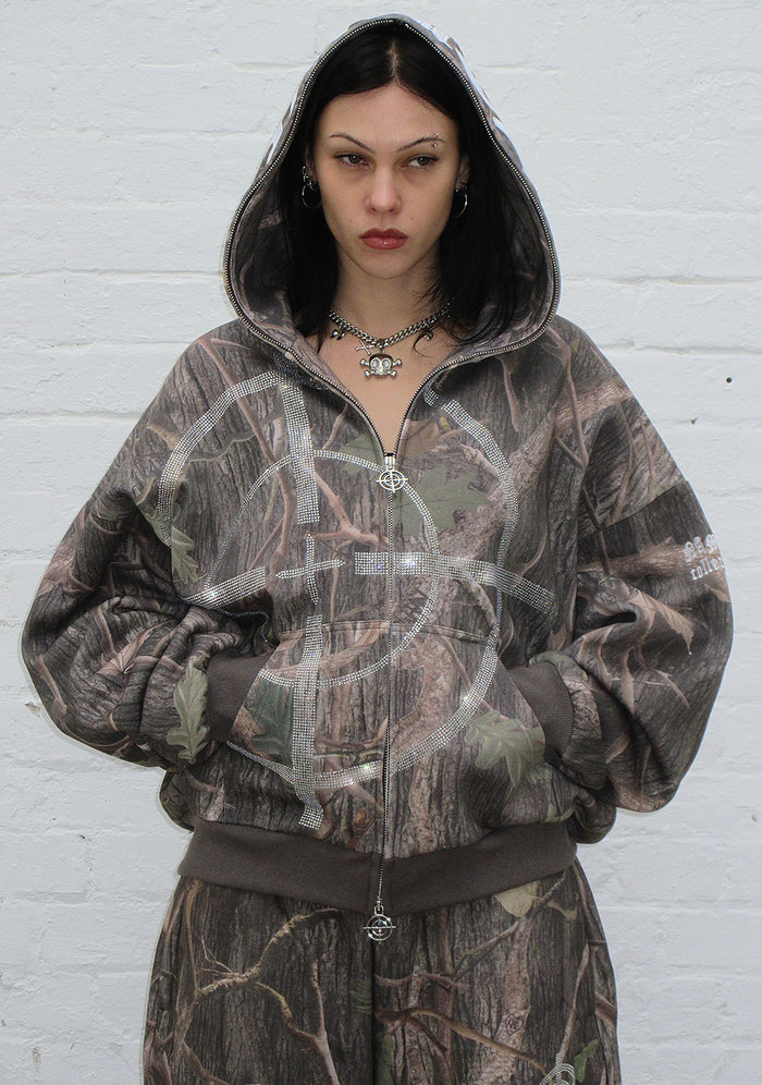 MISSION RHINESTONE ZIP HOODIE TREE CAMO