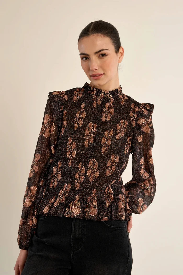Molly Bracken Printed Ruched Blouse