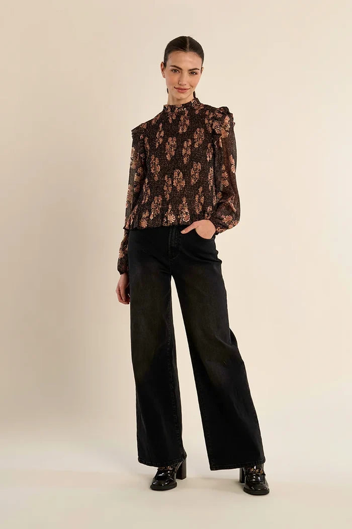 Molly Bracken Printed Ruched Blouse