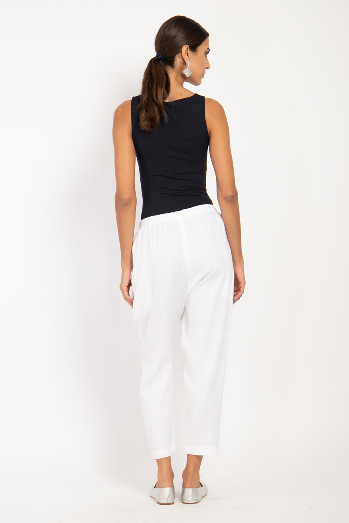 Nour Linen White Trousers