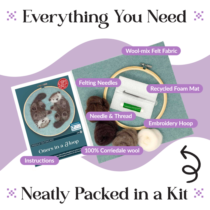 Otters in a Hoop Needle Felting Craft Kit