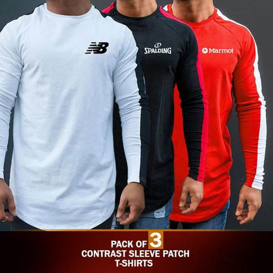 PACK OF 3 CONTRAST PATCH T-SHIRTS - Dubai Offers Today