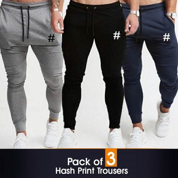 PACK OF 3 HASH PRINT TROUSERS - Dubai Offers Today