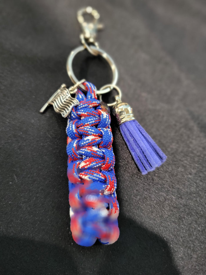 Paracord Key Chain- Red White & Blue