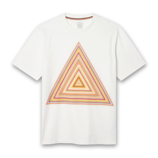 Paul Smith - 'Signature Stripe Triangle' Print T-Shirt in White - Nigel Clare
