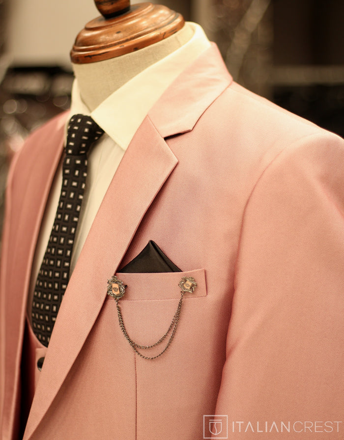 Pink 3-Piece Notch Lapel Suit