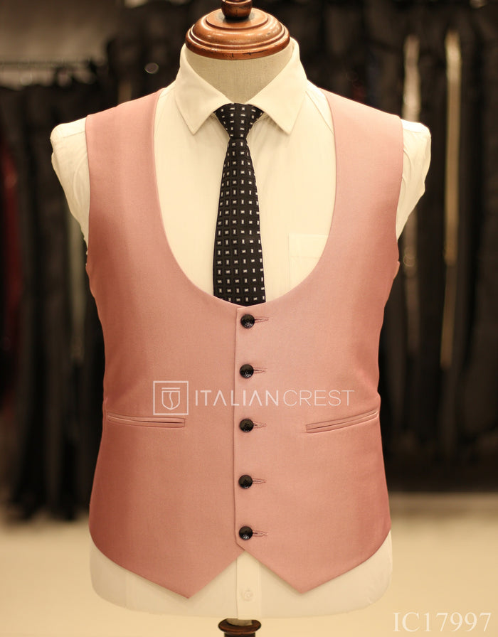 Pink 3-Piece Notch Lapel Suit