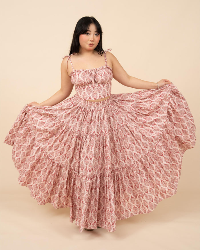 Pink Damask Mushroom Top