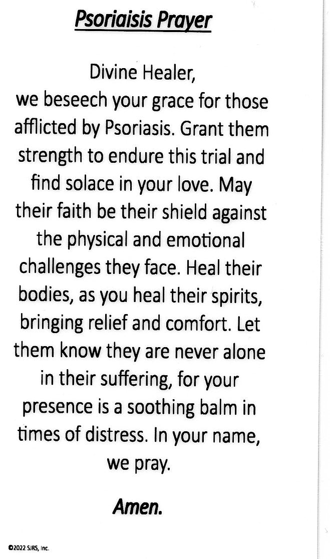 Psoriasis Prayer U - LAMINATED HOLY CARDS- QUANTITY 25 PRAYER CARDS