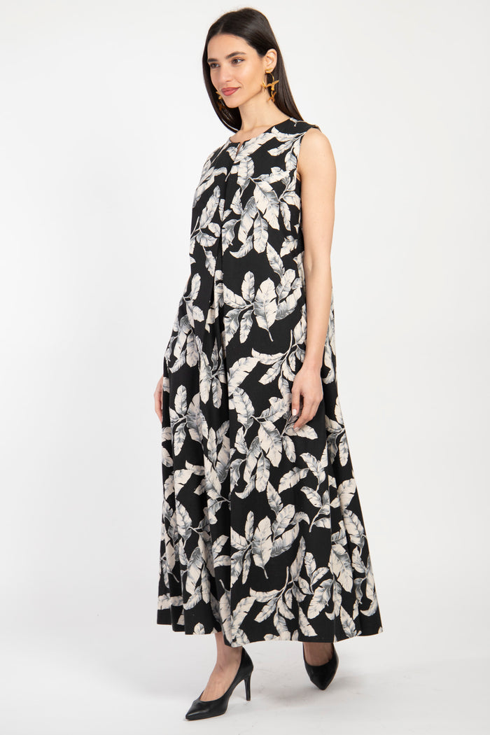 Rakia Cotton Leaves Canvas Dress