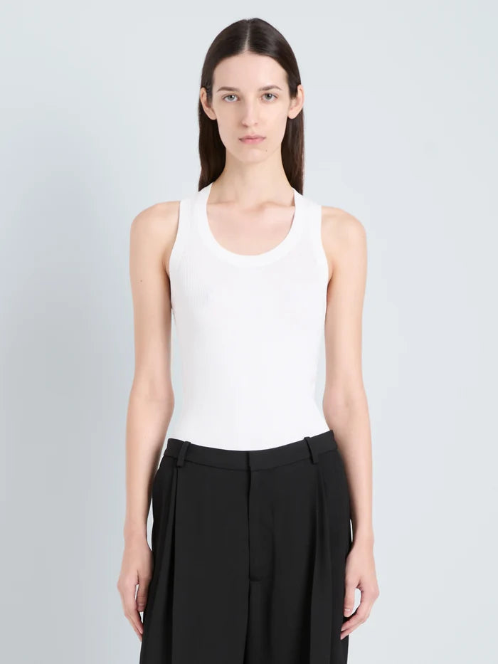 Roberts Tank in Matte Viscose Rib - Optic White