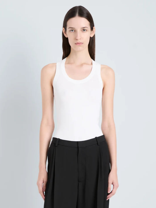 Roberts Tank in Matte Viscose Rib - Optic White