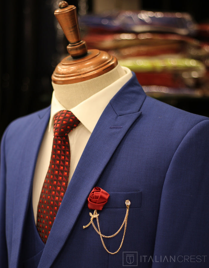 Royal Blue 3-Piece Peak Lapel Suit