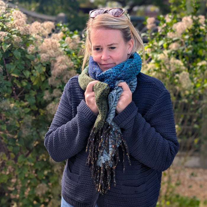Sabe - Speckled Thick Scarf (60x180cm) - Blue/Green