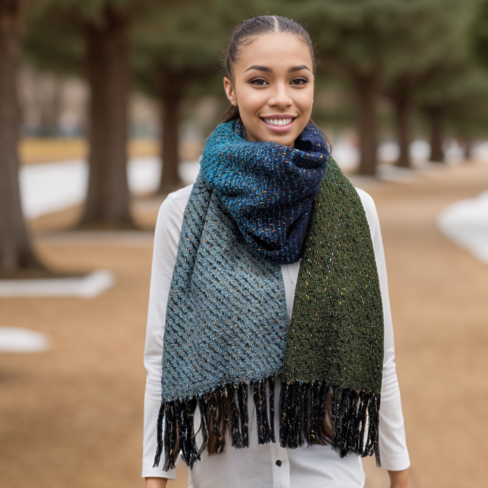 Sabe - Speckled Thick Scarf (60x180cm) - Blue/Green