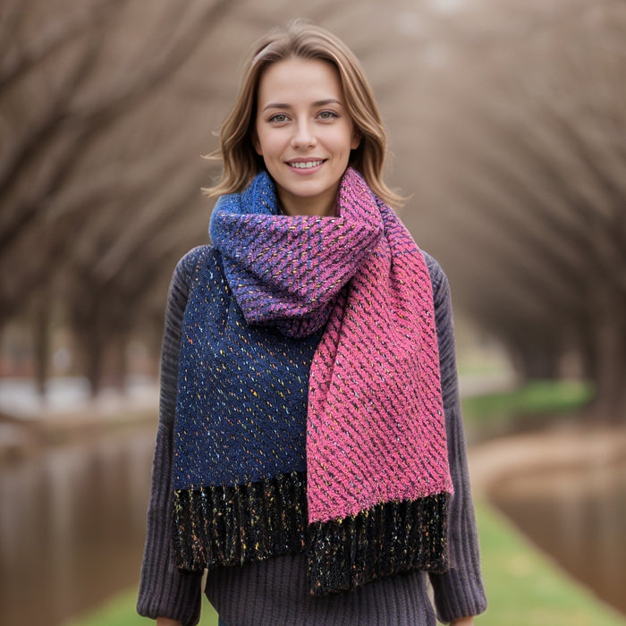 Sabe - Speckled Thick Scarf (60x180cm) - Pink/Blue