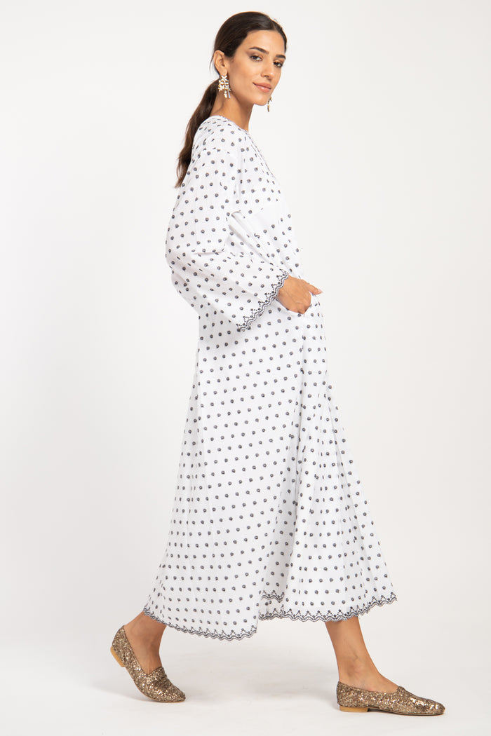 Shirine Cotton Tiny Florals Black & White Dress