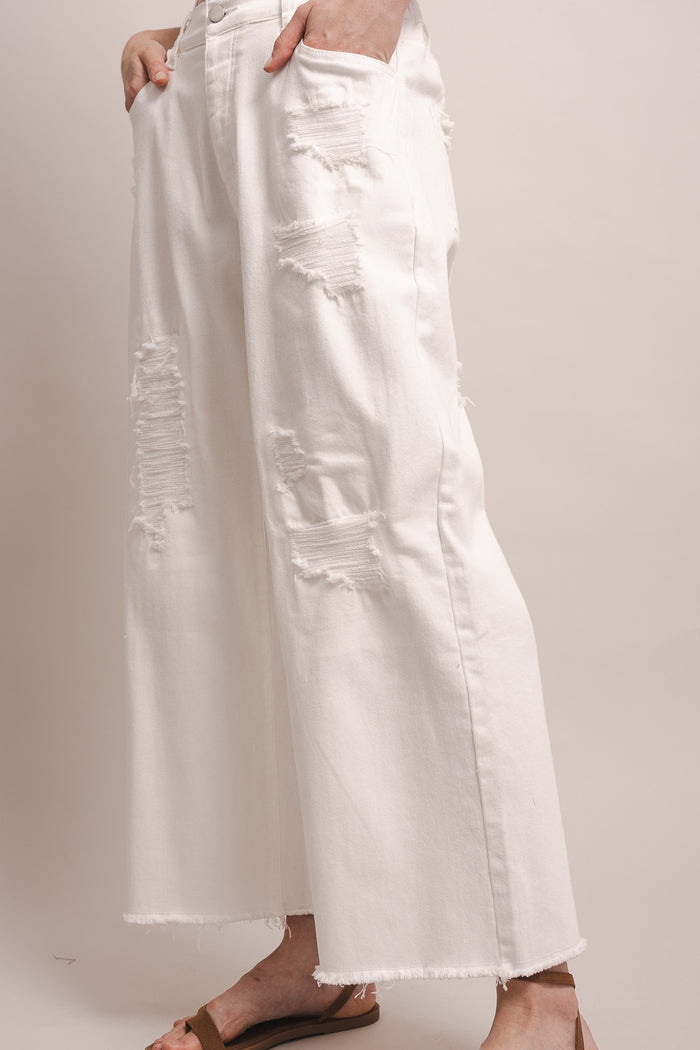 Sophia Distressed Wide Leg Pants