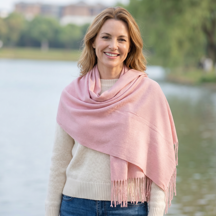 Sparkly Petra Pashmina Scarf (70x180cm) - Light Pink