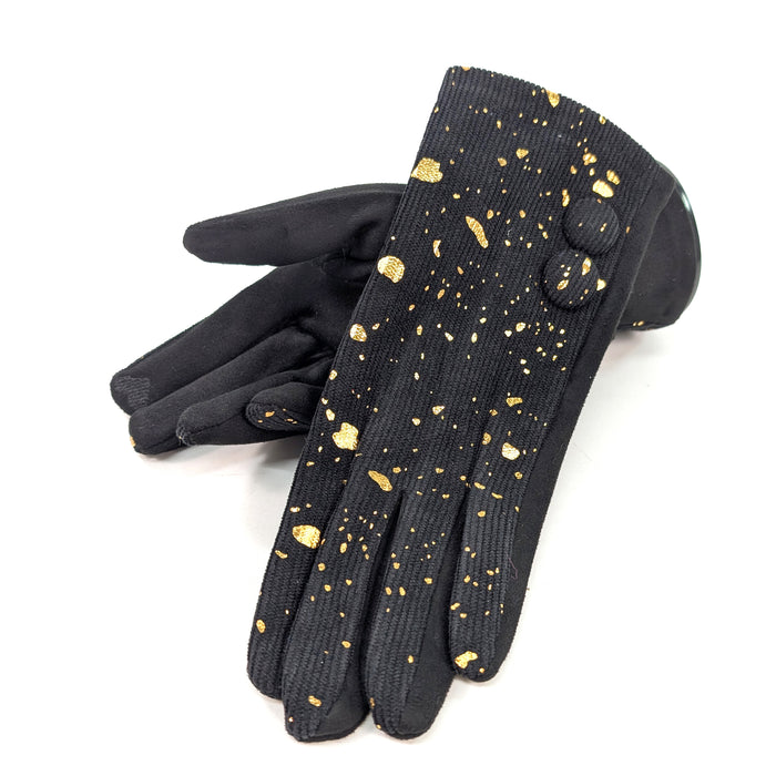 Splatters of Sparkle Gloves - Black