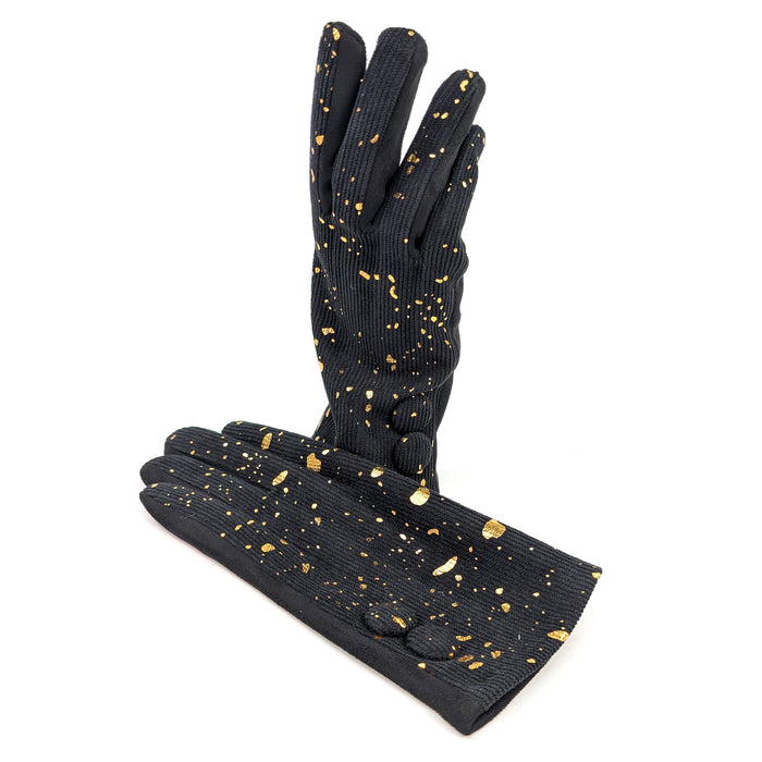 Splatters of Sparkle Gloves - Black