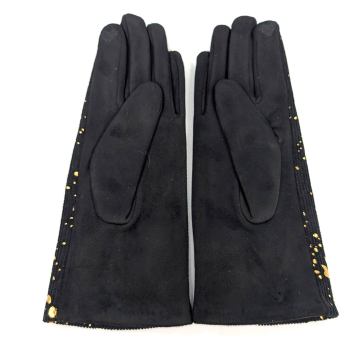 Splatters of Sparkle Gloves - Black