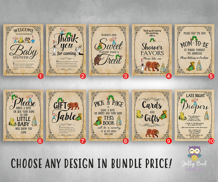 Storybook - Book Themed Party Signs - Bundle Set - Jolly Owl Designs