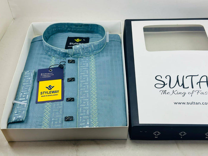 Stylish Embroidered Men Kurta -07