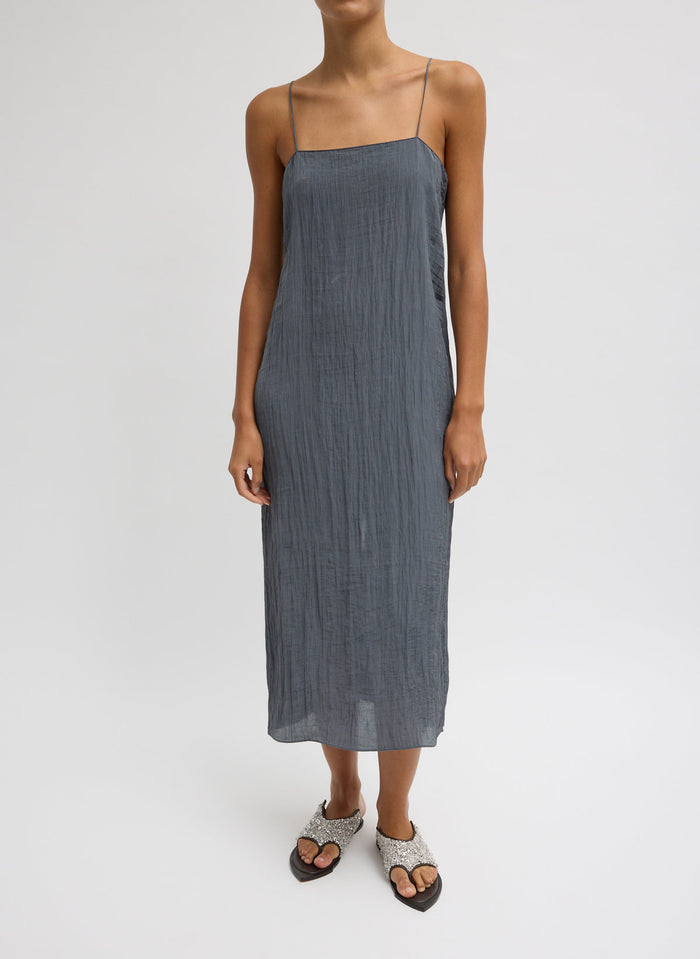 The Crinkle Slip Dress - Dark Grey