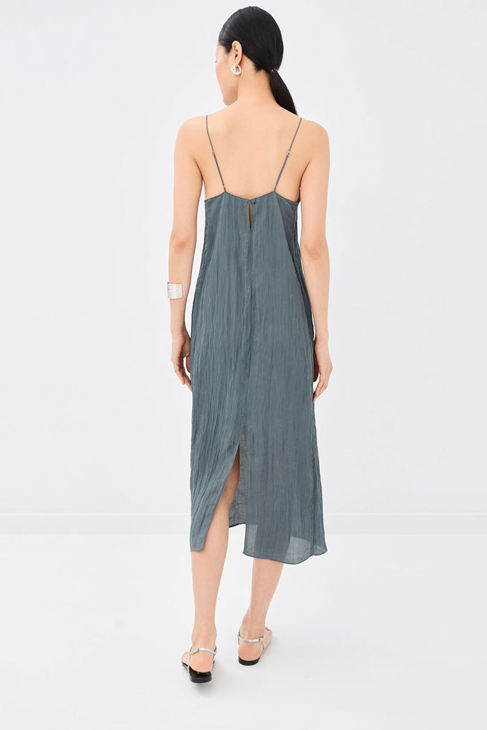 The Crinkle Slip Dress - Dark Grey